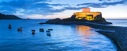 Fort Grey (Cup and Saucer) at night, Guernsey, Channel Islands, United Kingdom, Europe