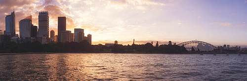 Sydney city skyline panorama from Sydney Harbour, Sydney, New South Wales, Australia, Pacific