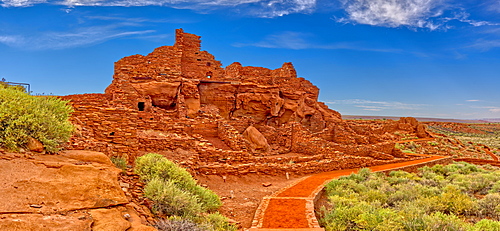 Closeup panorama of the Wupatki Pueblo Ruins at the Wupatki National Monument, Arizona, United States of America, North America