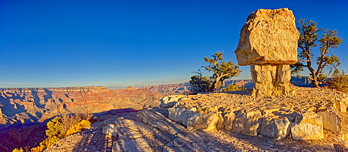 A northeast panorama of the Grand Canyon from Shoshone Point at sundown, with Shoshone Rock on the right, Grand Canyon National Park, UNESCO World Heritage Site, Arizona, United States of America, North America