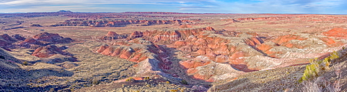 Panorama view of the Painted Desert from Chinde Point in Petrified Forest National Park, Arizona, United States of America, North America