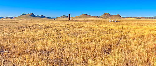 Rolling hills and golden Gramma Grass of Chino Valley, located along East Perkinsville Road just east of State Route 89, Arizona, United States of America, North America