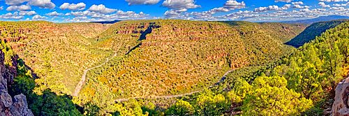 Panorama of Upper Bear Canyon near Drake Arizona in the Prescott National Forest.