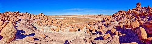 Panorama of a valley that is the Gateway to the Devil's Playground in Petrified Forest National Park, Arizona, United States of America, North America