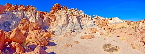 A ridge in the Devil's Playground of crumbling hoodoos that resemble Goblins, Petrified Forest National Park, Arizona, United States of America, North America