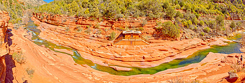 Clifftop panorama of Oak Creek in Slide Rock State Park north of Sedona, Arizona, United States of America, North America