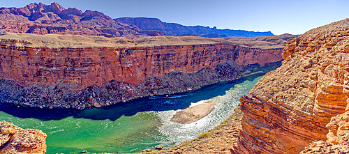 Colorado River flowing through Marble Canyon, viewed above Cathedral Wash, adjacent to the Glen Canyon Recreation Area, Arizona, United States of America, North America