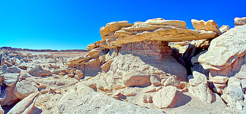 A rock bridge in Devil's Playground where Trolls could hide, Petrified Forest National Park, Arizona, United States of America, North America