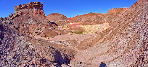 A sandy dry pond in Tiponi Valley within Petrified Forest National Park Arizona.