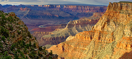 Grand Canyon viewed before sunset, west of Papago Point, Grand Canyon National Park, UNESCO World Heritage Site, Arizona, United States of America, North America