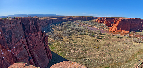 View of Cottonwood Canyon in Canyon De Chelly west of the Tseyi Overlook, Arizona, United States of America, North America