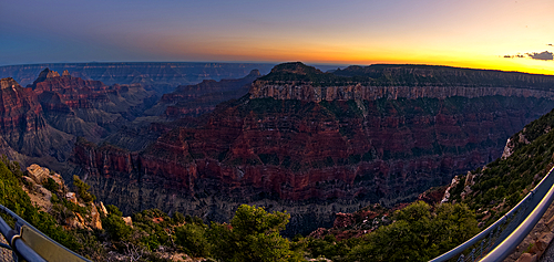 Oza Butte viewed from Bright Angel Point on North Rim after sundown, Grand Canyon National Park, UNESCO World Heritage Site, Arizona, United States of America, North America