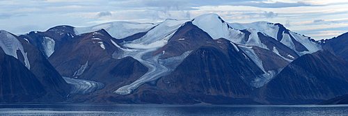 Glacier carved mountain range, Nunavut and Northwest Territories, Canada, North America