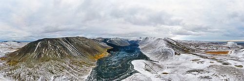 Aerial view of the lava flow from the Grindavik eruption, Iceland, Polar Regions