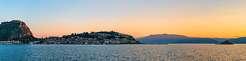 Nafplion city panorama at sunset in Greece