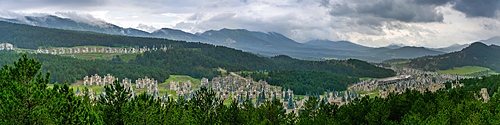 Burj al Babas abandoned ghost town with fairytale castle houses panorama in Turkey