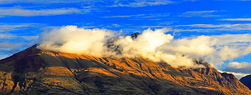 Evening light on Cecil Peak, near Queenstown, South Island, New Zealand
