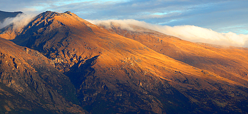 Evening light on Cecil Peak, near Queenstown, South Island, New Zealand