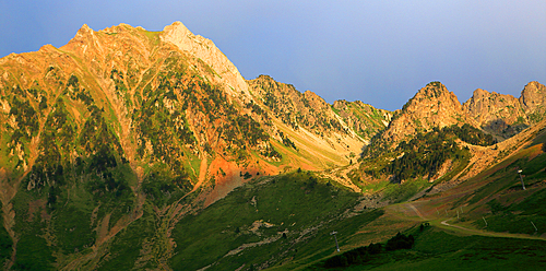 Panoramic views of the Pyrenees from Col Du Tourmalet 2115metres, France