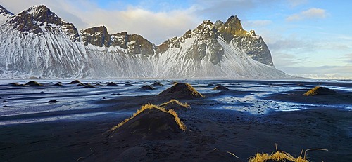 Vestrahorn Mountain and Stokksnes beach, south east Iceland, Polar Regions