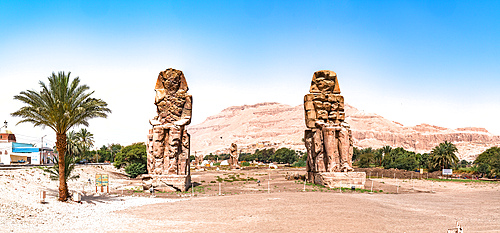 The towering Colossi of Memnon, Theban Necropolis, West Bank, Luxor