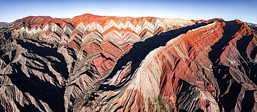 Layered colorful mountain rocks, Serrania de Hornocal, Humahuaca, Jujuy, Argentina
