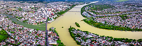 Aerial view of Hue city and the Perfume River, Central Vietnam