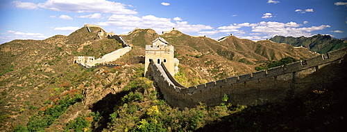 Elevated panoramic view of the Jinshanling section of the Great Wall of China, UNESCO World Heritage Site, near Beijing, China, Asia