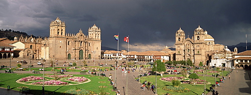 Christian cathedral and square, Cuzco (Cusco), UNESCO World Heritage Site, Peru, South America