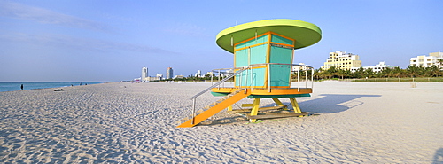 Art Deco style lifeguard hut, South Beach, Miami Beach, Miami, Florida, United States of America, North America