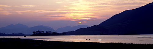 Sunset, Loch Levan, Glencoe village, Western Highlands, Scotland, United Kingdom, Europe