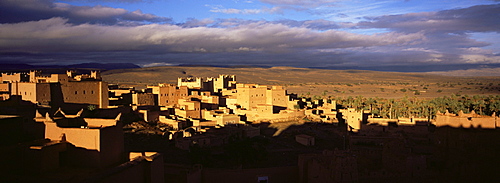 Kasbah bathed in storm light, Nkob, Morocco, North Africa, Africa