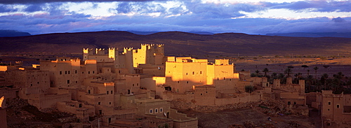 Kasbah bathed in storm light, Nkob, Morocco, North Africa, Africa