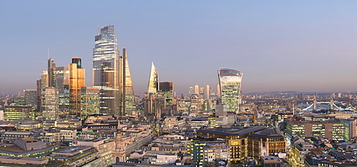 City of London, Square Mile, panorama shows completed 22 Bishopsgate tower, London, England, United Kingdom, Europe