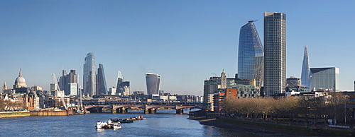 City of London, Square Mile, panorama shows completed 22 Bishopsgate tower, London, England, United Kingdom, Europe