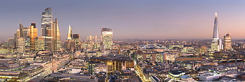 City of London, Square Mile, panorama shows completed 22 Bishopsgate tower, London, England, United Kingdom, Europe