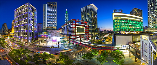 Xinyi downtown district, the prime shopping and financial district of Taipei, Taiwan, Asia