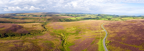 Aerial view over the moors, Exmoor National Park, Devon, England, United Kingdom, Europe