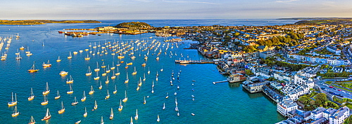 Aerial view over the Penryn River and Falmouth, Cornwall, England, United Kingdom, Europe