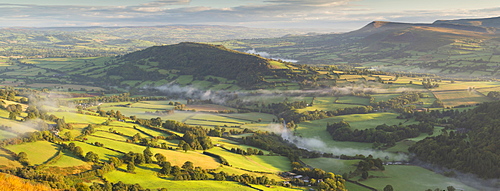 Beautiful rolling countryside in the Usk Valley, Brecon Beacons National Park, Powys, Wales, United Kingdom, Europe