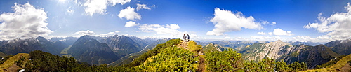 360 Ã‚Â° panoramic view of the summit of Mt Kompar in Engtal Valley, Karwendel, Austria, Europe