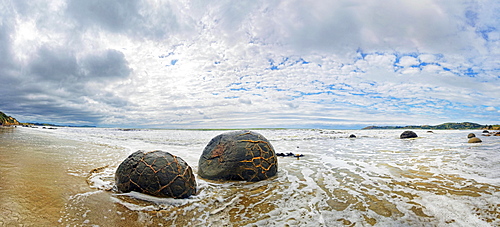 Moeraki Boulders, spherical rocks on Koekohe Beach, Otago, South Island, New Zealand, Oceania