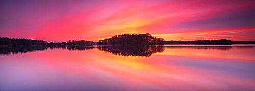 Sunset at the Great Lychen Lake, Lychen, Brandenburg, Germany, Europe