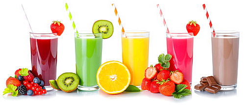 Drinks fruit juice collection drink fruits juice in a glass exempted isolated against a white background