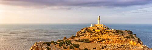 Cap Formentor landscape nature lighthouse sea panorama text free space copyspace Balearic Islands travel travel in Majorca, Spain, Europe