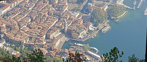 Town view of Riva del Garda and Lake Garda in the morning, Lake Garda North, Trento, Trentino-Alto Adige, Italy, Europe