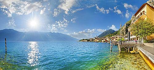 Idyllic fishing village on the western shore of Lake Garda, Limone Sul Garda, Brescia, Lake Garda West, Lombardy, Italy, Europe