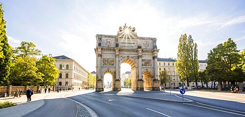 Sun Star, Siegestor on Leopoldstrasse, Neoclassical architecture, Bavaria, Munich