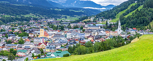 Panoramic view of Schladming town, Styria, Austrian Tyrol, Austria, Europe