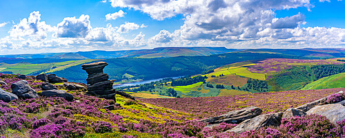 View of Ladybower Reservoir from Salt Cellar Rock Formation, Peak District National Park, Derbyshire, England, United Kingdom, Europe